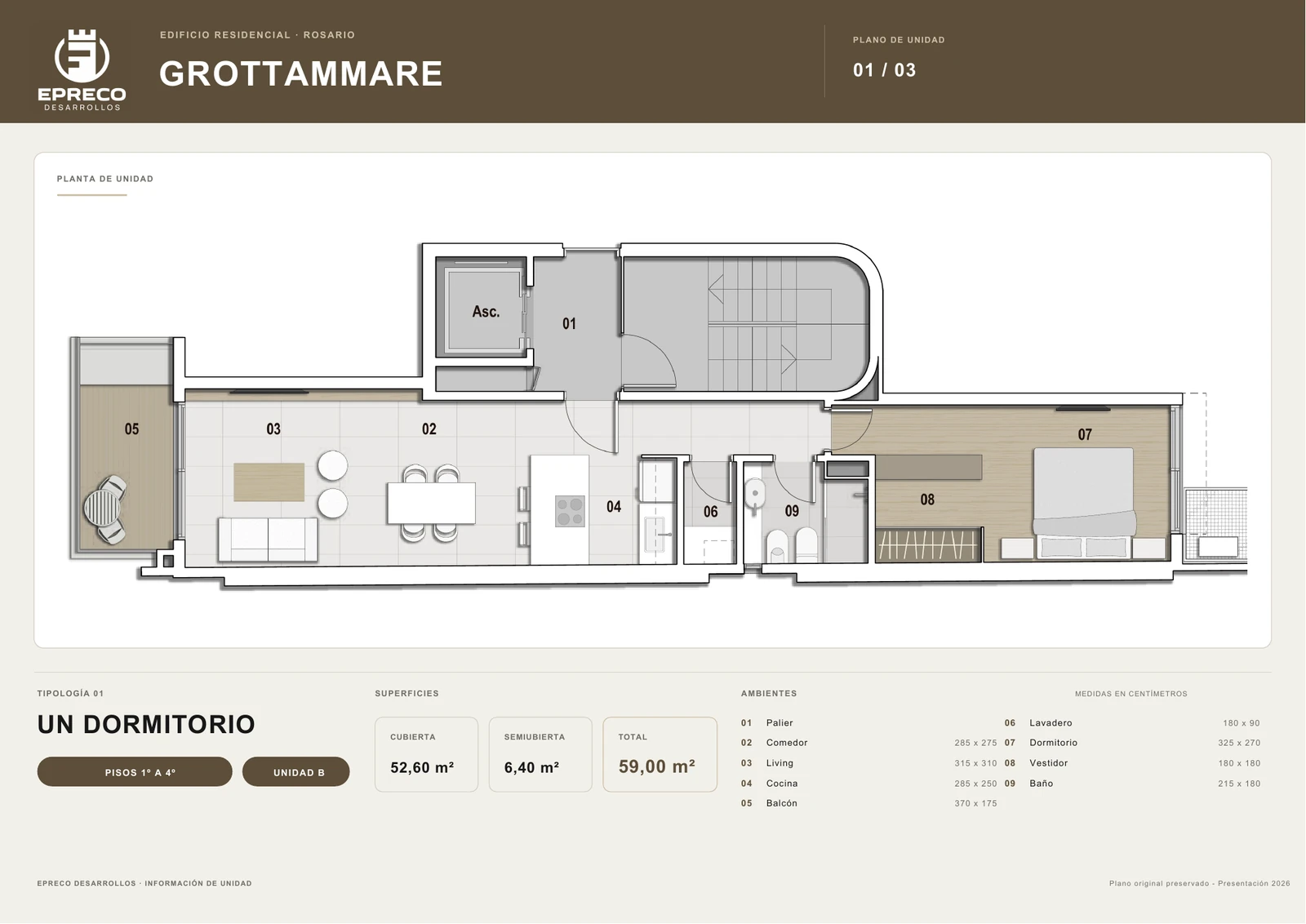 Plano Grottammare de 1 dormitorio y 59 metros cuadrados