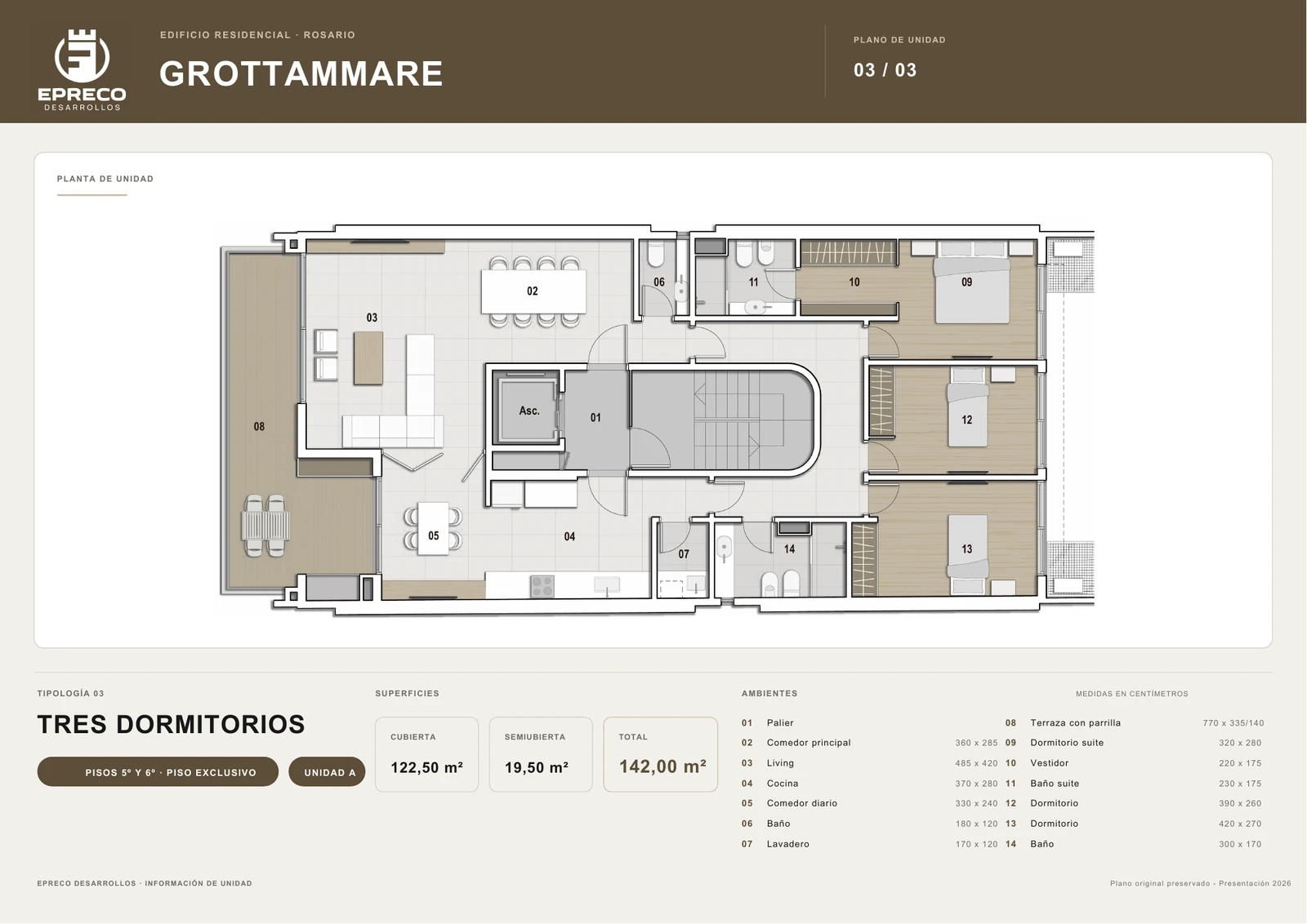 Plano Grottammare de 3 dormitorios y 142 metros cuadrados